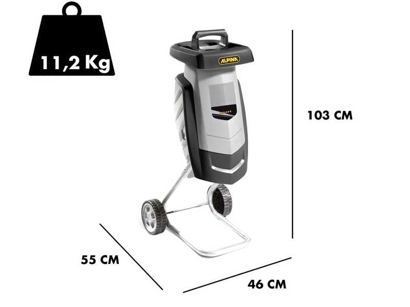 OUTLET - UTILIZZATO PER PROVA - Alpina ACH 2.2 - Biotrituratore elettrico - con sacco di raccolta e lame reversibili
