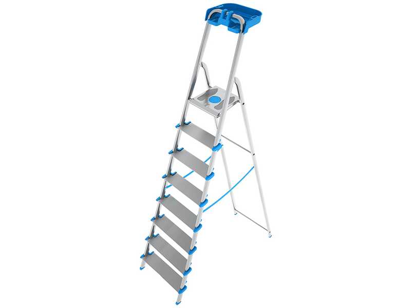 OUTLET - DIFETTI ESTETICI - Colombo Atlantica, 8 gradini, 2.33mt - Scalandrino in alluminio con cavalletto