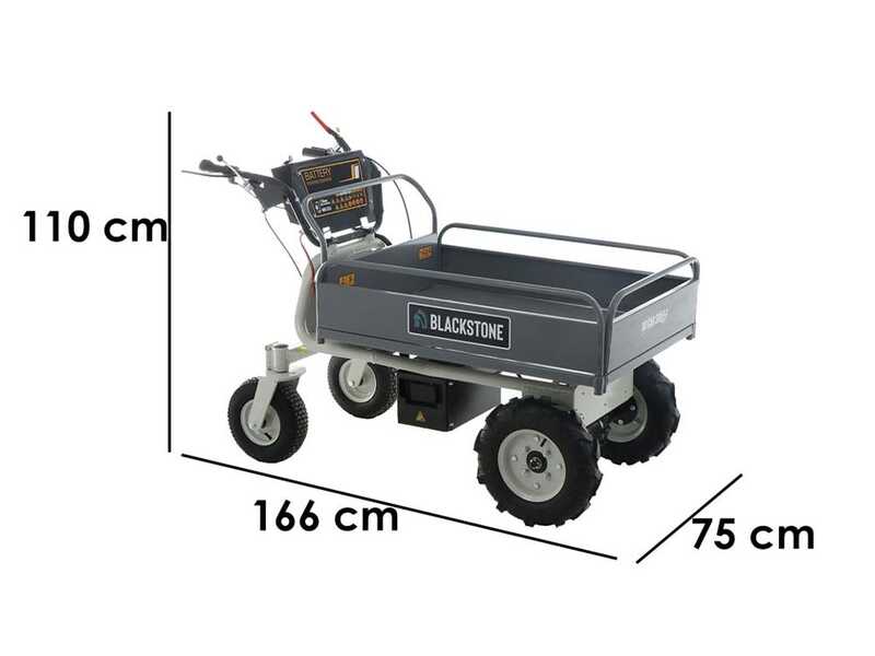 OUTLET - UTILIZZATO PER PROVA - BlackStone BS-CAR 500 E-F - Carriola elettrica a batteria 48V 25Ah con cassone ribaltabile