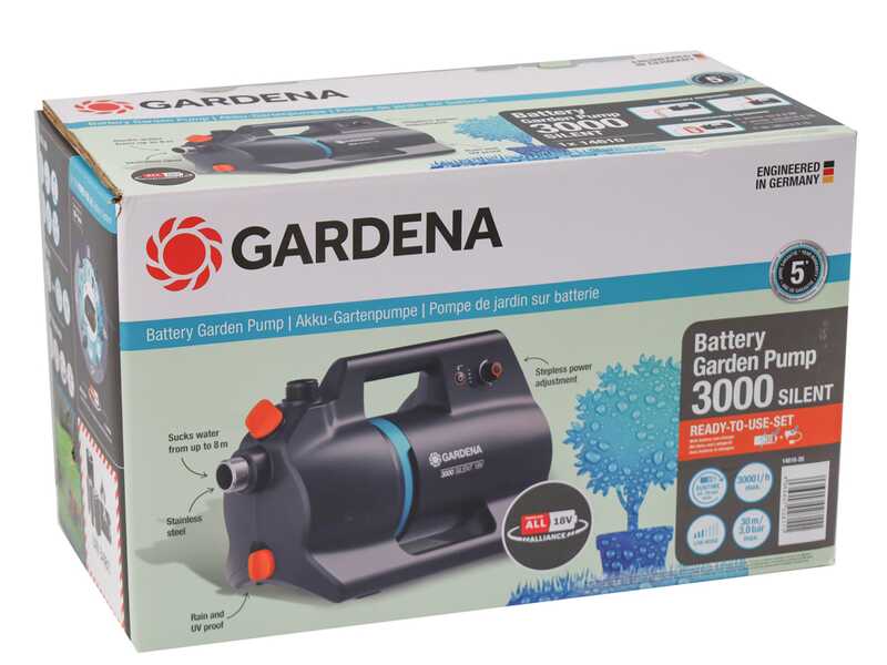 Gardena 3000 Silent 18V P4A - Pompa autoadescante a batteria - 18V 4Ah