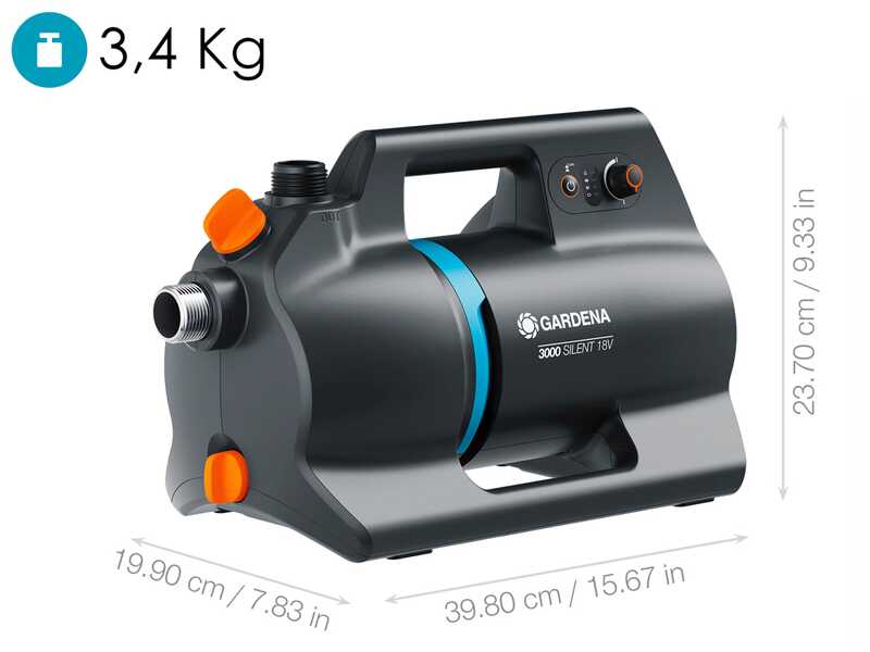 Gardena 3000 Silent 18V P4A - Pompa autoadescante a batteria - 18V 4Ah