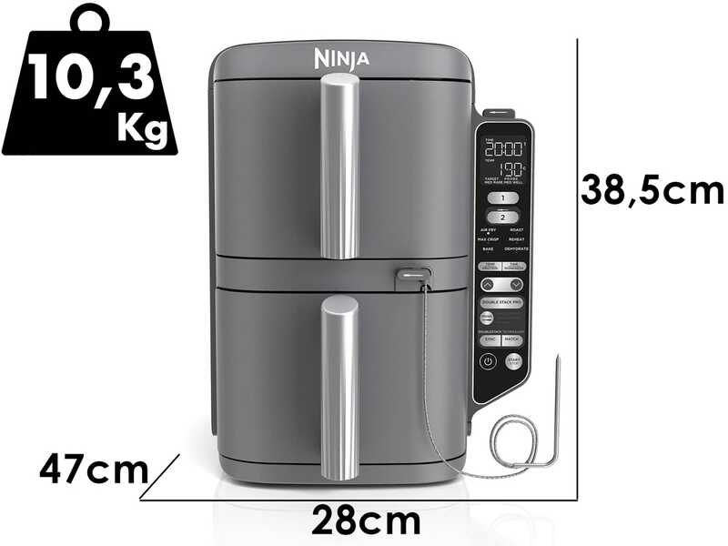 Ninja Double Stack XL SL451EU - Friggitice ad aria 9,5 L - Sistema SmartCook