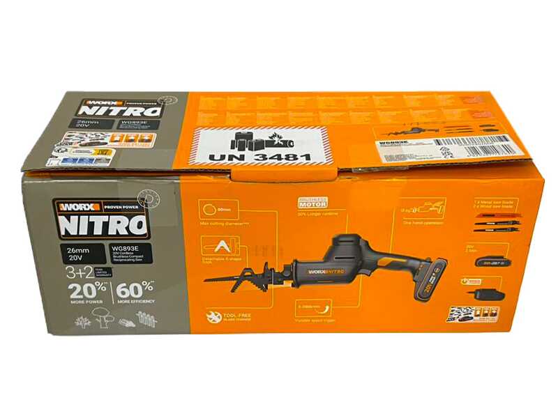 Worx WG893E.9 - Seghetto a gattuccio a batteria - 20V - SENZA BATTERIA E CARICABATTERIA