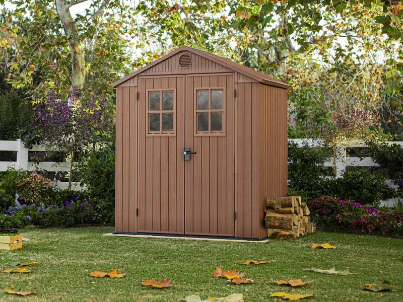 OUTLET - PICCOLI DIFETTI ESTETICI - Keter Darwin marrone - Casetta da giardino - Con finestre frontali - 190x122x221 cm