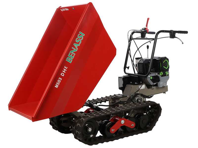Benassi M503E DH - Motocarriola a batteria con motore EGO - 2x 56V 12Ah - Ribaltamento idraulico