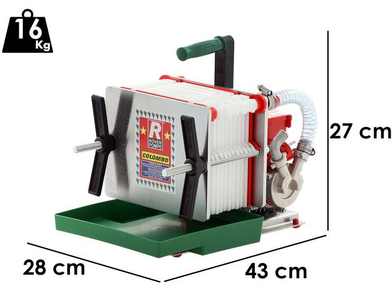 OUTLET - UTILIZZATO PER PROVA - Rover Colombo 12 Inox - Filtro per vino a cartoni e piastre - Pompa per vino in Novax
