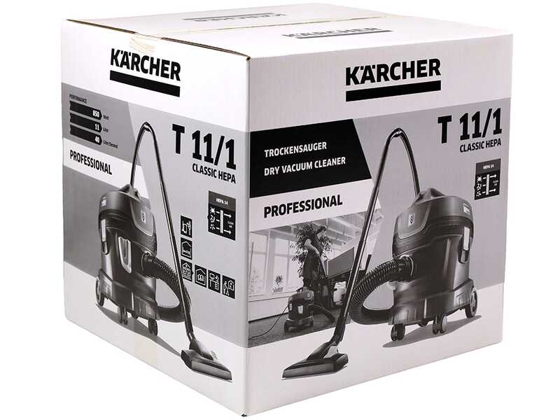 Karcher Pro T 11/1 Classic HEPA - Aspirapolvere professionale ULTRA silenzioso - 850W