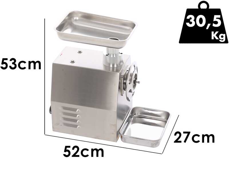 Fimar 22RS - Tritacarne elettrico - 400 V - 1.5 HP - Gruppo macinazione in INOX - Con inversione di marcia