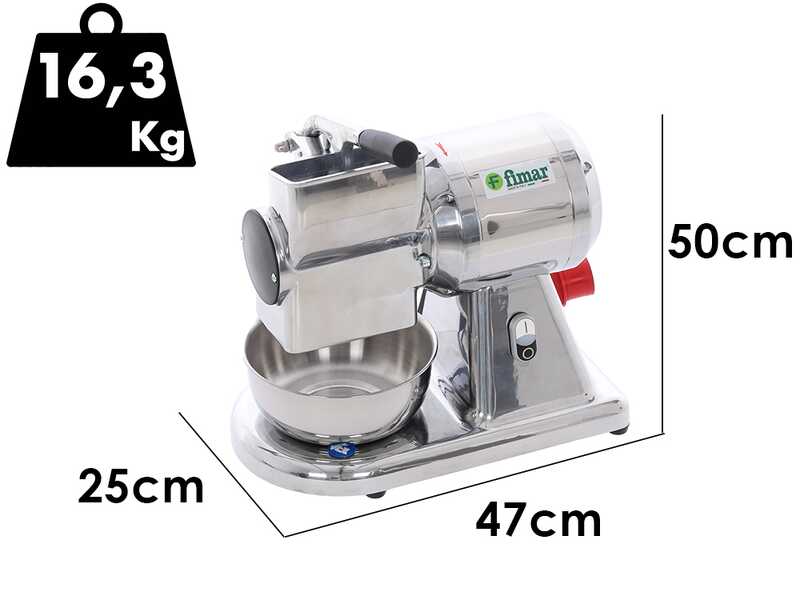 Fimar GR12S - Grattugia elettrica - 400 V - 1 HP - Gruppo macinazione in alluminio - Senza inversione di marcia