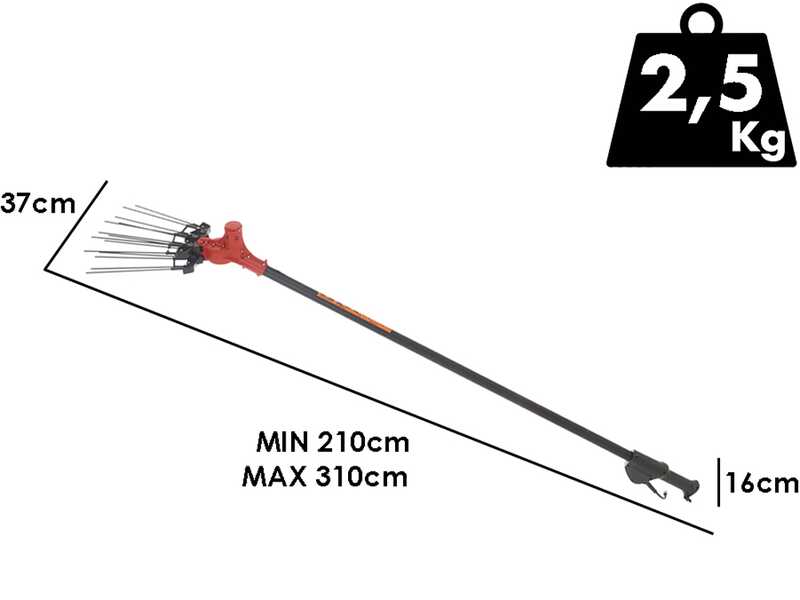 OUTLET - DIFETTI ESTETICI - Aima Furia 2.0 Plus - Abbacchiatore elettrico a batteria - 210-310 cm - Asta in alluminio con prolunga