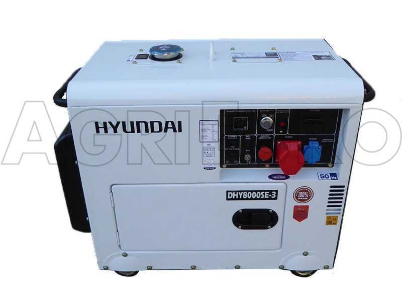 Hyundai DHY8000SE3 - Generatore di corrente 6,0 kW trifase diesel - Silenziato + quadro ATS