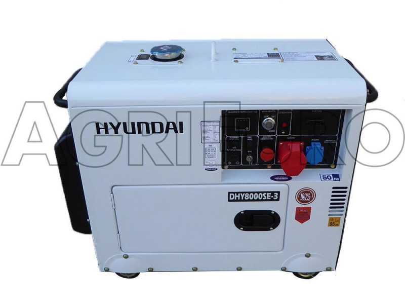 Hyundai DHY8000SE3 - Generatore di corrente 6,0 kW trifase diesel - Silenziato - Avv. elettrico