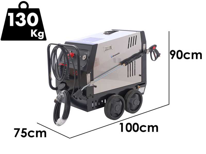 Idromatic Eco 120.11 - Idropulitrice ad acqua calda industriale - 130 bar - 660 lt/h - Monofase