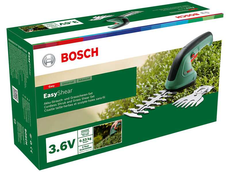 Bosch EasyShear - Forbice tagliaerba a batteria integrata - 3.6V 1.5Ah