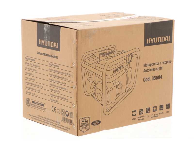 OUTLET - DIFETTI ESTETICI - Hyundai 35604 - Motopompa a scoppio autoadescante - Raccordi 80 mm