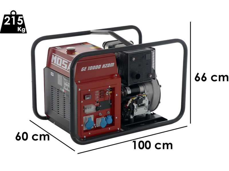 OUTLET - UTILIZZATO PER PROVA - MOSA GE 10000 HZDM - Generatore di corrente diesel 9 kW - Continua 8.1 kW Monofase - Motore Hatz 1D90