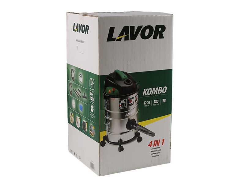 Lavor Ashley Kombo 4 in 1 - Bidone aspiratutto multifunzione - Fusto Inox 14+14 lt - 1200 W