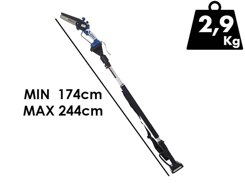 BullMach AION 10 - Potatore manuale elettrico a batteria + Asta telescopica 130-200 cm - 2x21V 2Ah