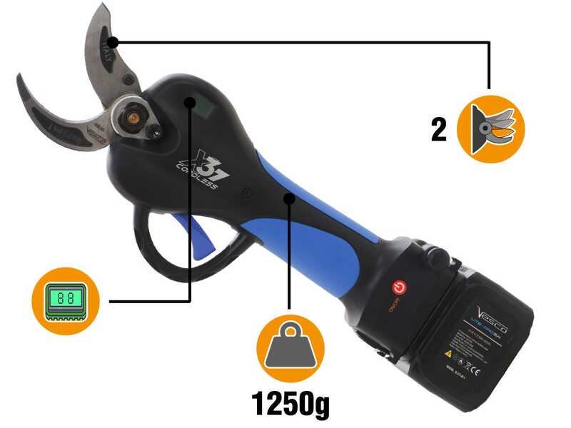 VESCO X37 - Forbice elettrica a batteria - 2x 21.6V 2.5Ah