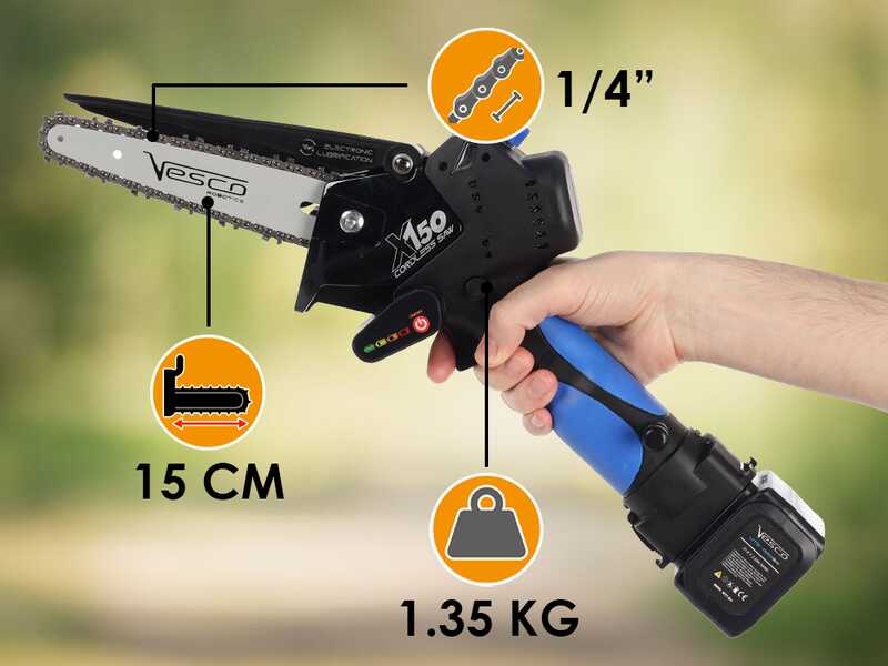 Vesco X150 - Potatore a batteria manuale - 2 batterie da 21.6V 2.5Ah