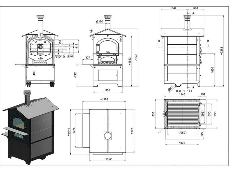 Fontana Gusto - Forno a legna da esterno 100X65 cm - Display digitale