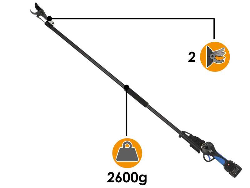 VESCO X37AF - Forbice elettrica su asta a batteria - 160 cm - 2x 21.6V 2.5Ah