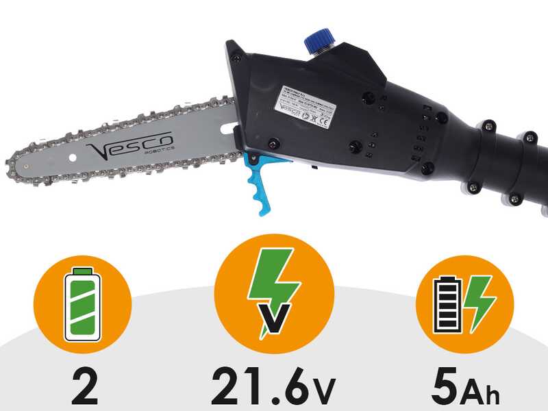 Vesco X150AT - Potatore a batteria su asta telescopica - 160-250 cm - 2x 21.6V 2.5Ah