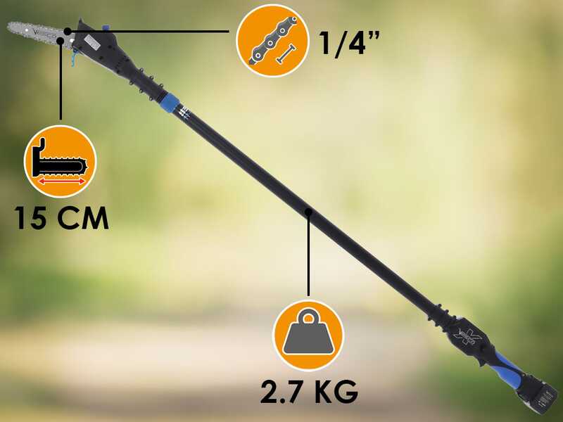 Vesco X150AT - Potatore a batteria su asta telescopica - 160-250 cm - 2x 21.6V 2.5Ah