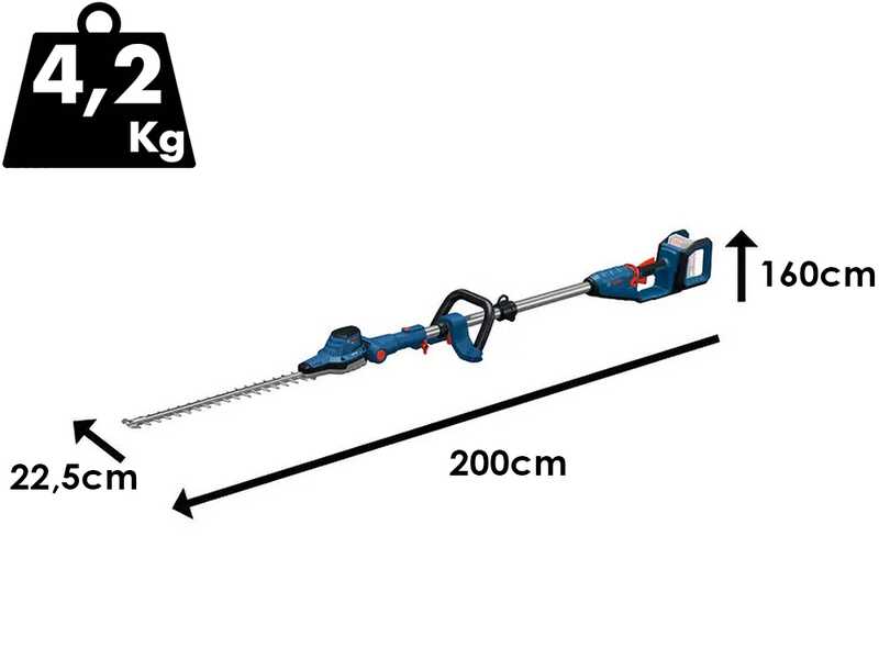 Bosch Professional GHE 18V-50 FP - Tagliasiepi a batteria su asta - 18V 5.5Ah + in omaggio 1 batteria 18V 5.5Ah e caricatore GAL 12V/18V-80 PRO