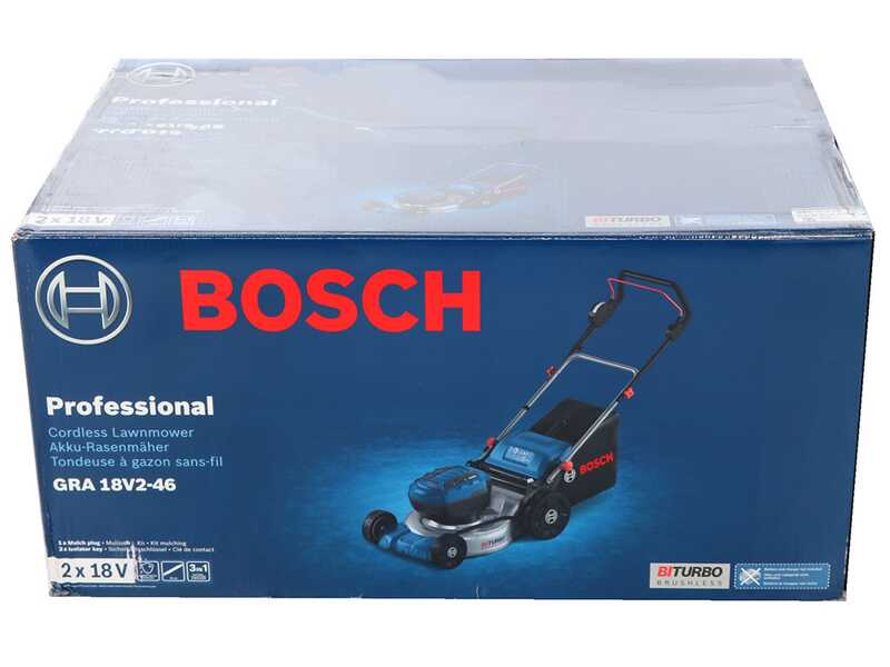 Bosch Professional GRA 18V2-46 - Tagliaerba a batteria - 2x18V 12Ah - Taglio 46 cm - Nuovo caricatore GAL 12V/18V-80 PRO