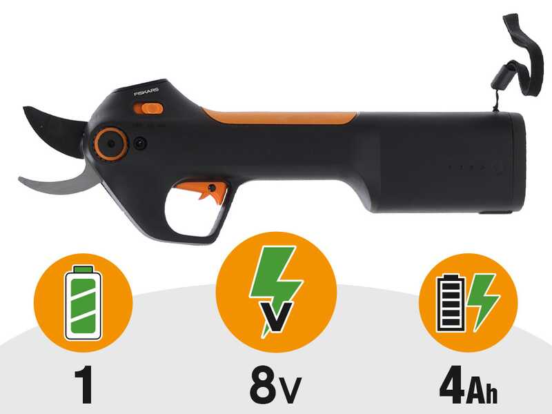 Fiskars ePruner M Bypass - Forbice da potatura con batteria integrata - 8V 4Ah