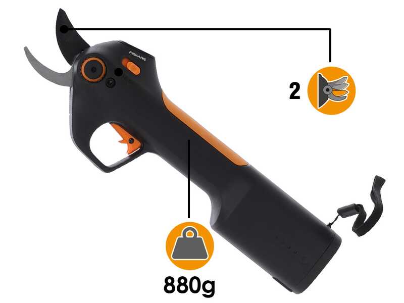 Fiskars ePruner M Bypass - Forbice da potatura con batteria integrata - 8V 4Ah