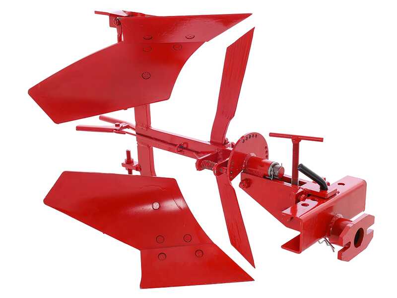 Aratro reversibile voltaorecchio V180-05 con attacco a due bulloni registrabile e barra portattrezzi - Per motocoltivatori da 6-10HP