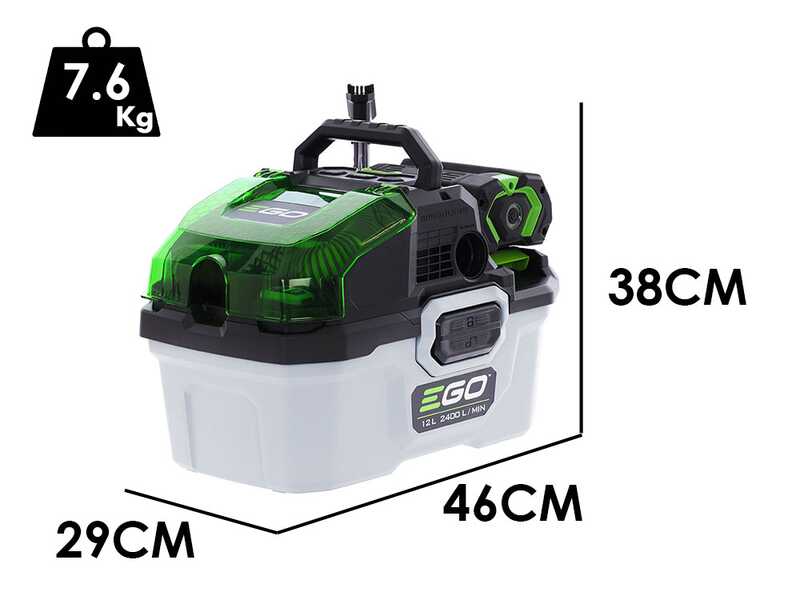 Ego WDV 0300E - Aspirasolidi e liquidi a batteria - Bidone 12L - 56V / 5Ah