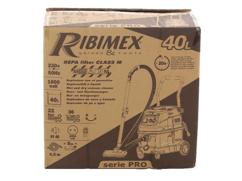 Ribimex Aspirix 40M - Bidone aspira liquidi e solidi - 40 L - 1600W