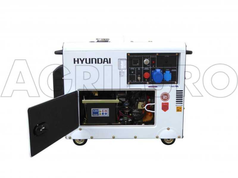 Hyundai DHY8000SE - Generatore di corrente diesel silenziato carrellato con AVR 6.3 kW - Continua 6 kW Monofase