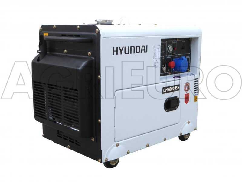 Hyundai DHY8000SE - Generatore di corrente diesel silenziato carrellato con AVR 6.3 kW - Continua 6 kW Monofase