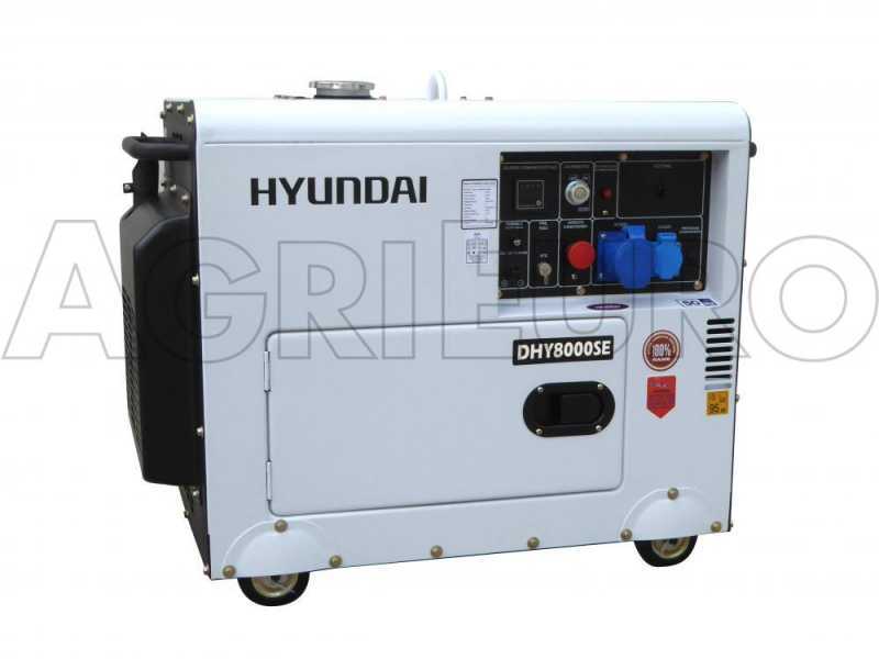 Hyundai DHY8000SE - Generatore di corrente diesel silenziato carrellato con AVR 6.3 kW - Continua 6 kW Monofase