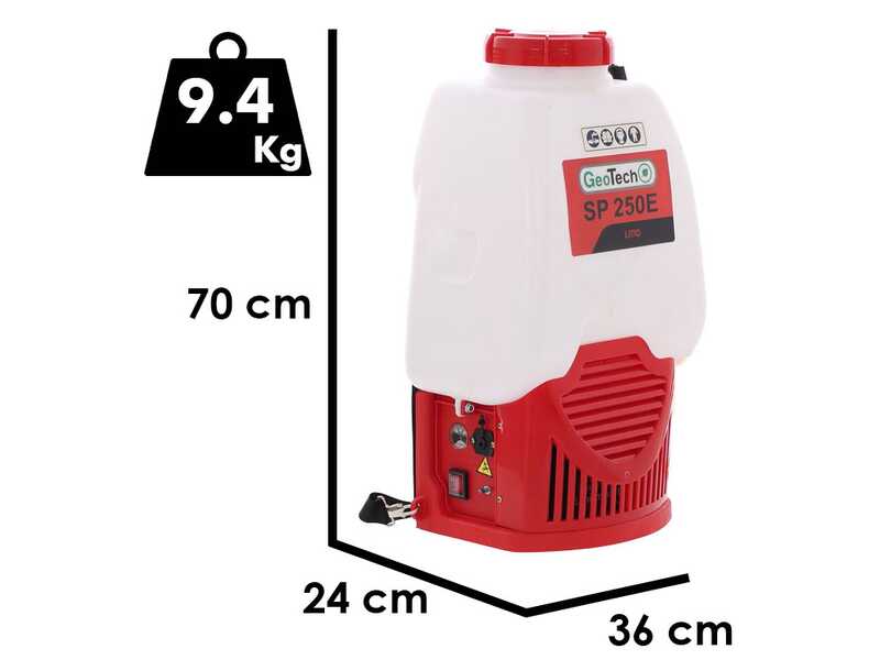 GeoTech SP 250 E - Pompa irroratrice spalleggiata a batteria - 25L