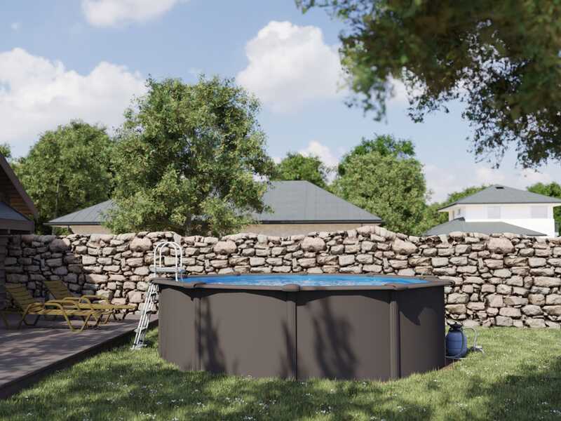 Gre Anthracite Rotonda &Oslash;350 x 132 cm - Piscina fuori terra in acciaio