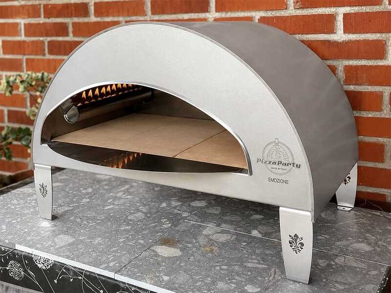 Pizza Party Emozione Perla - Forno a gas per pizza da esterno - Camera di cottura 40x70 cm - Piano cottura in refrattario