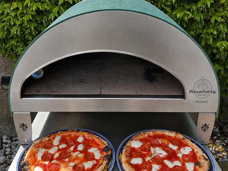 Pizza Party Emozione Acquamarina - Forno a gas per pizza da esterno - Camera di cottura 40x70 cm - Piano cottura in refrattario