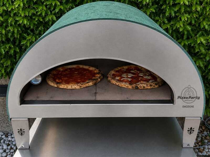 Pizza Party Emozione Acquamarina - Forno a gas per pizza da esterno - Camera di cottura 40x70 cm - Piano cottura in biscotto