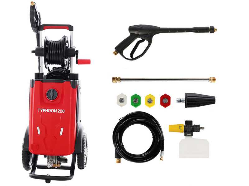 GeoTech Typhoon 220 - Idropulitrice con lancia professionale + spurgatubi - 220 bar - 510 l/h