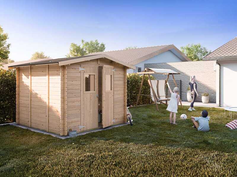 Alce Forrest 249x249 - Casetta da giardino in legno - Con finestre e porta a doppia anta - 249x249x204 cm