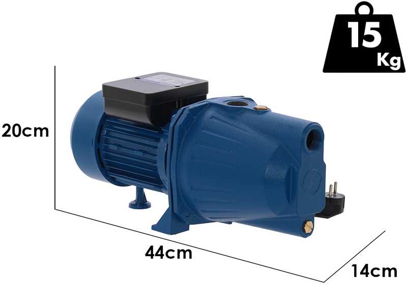 Hyundai JET100L - Elettropompa autoadescante da giardino con attacchi da 1" (25mm) - Acque chiare - 750 W