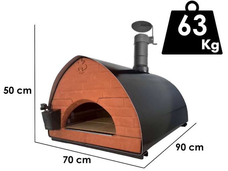 Pizza Party Passione - Forno ibrido 2 in 1 Gas/Legna per pizza - Camera di cottura 80x60 cm - Piano cottura in biscotto