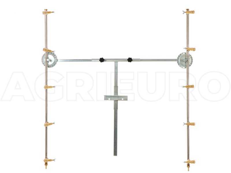 Coppia aste inox irrorazione con getti a farfalla in ottone 5+5, barre irroranti