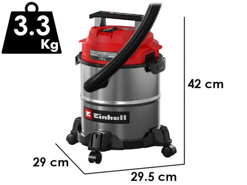 Einhell TC-VC 1240 S - Bidone aspirasolidi e liquidi - 12L - 950W