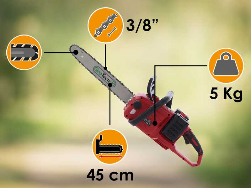 GeoTech X-Line CM-40V - Elettrosega a batteria - Barra 40 cm - 40V 2Ah